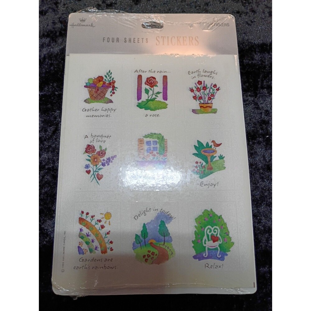 Vintage Hallmark 1993 Garden Flowers Inspirational Stickers 4 Sheets Unused